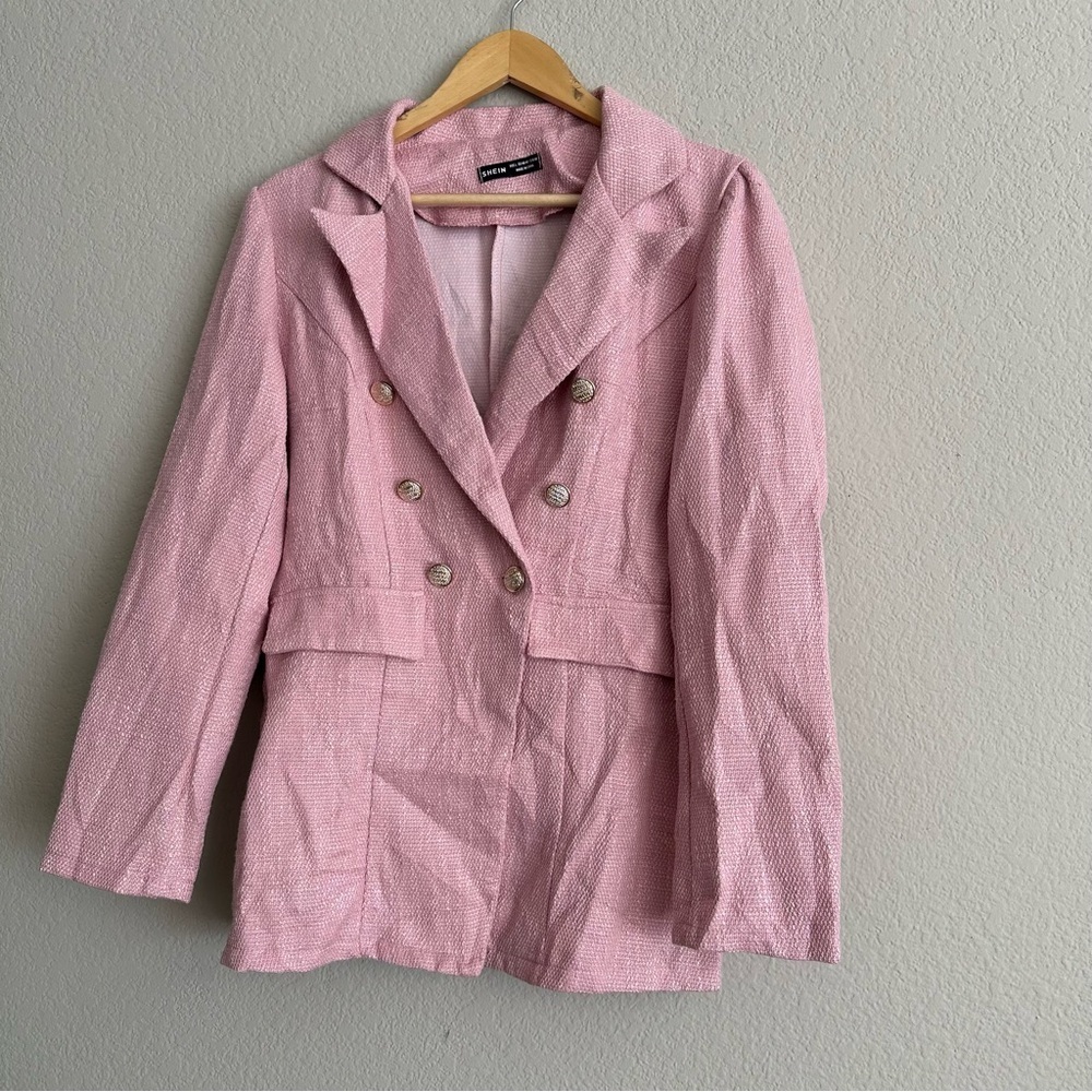Pink Raffinéa Double Breasted Blazer Oversized Size Large Clueless Preppy - Picture 4 of 8